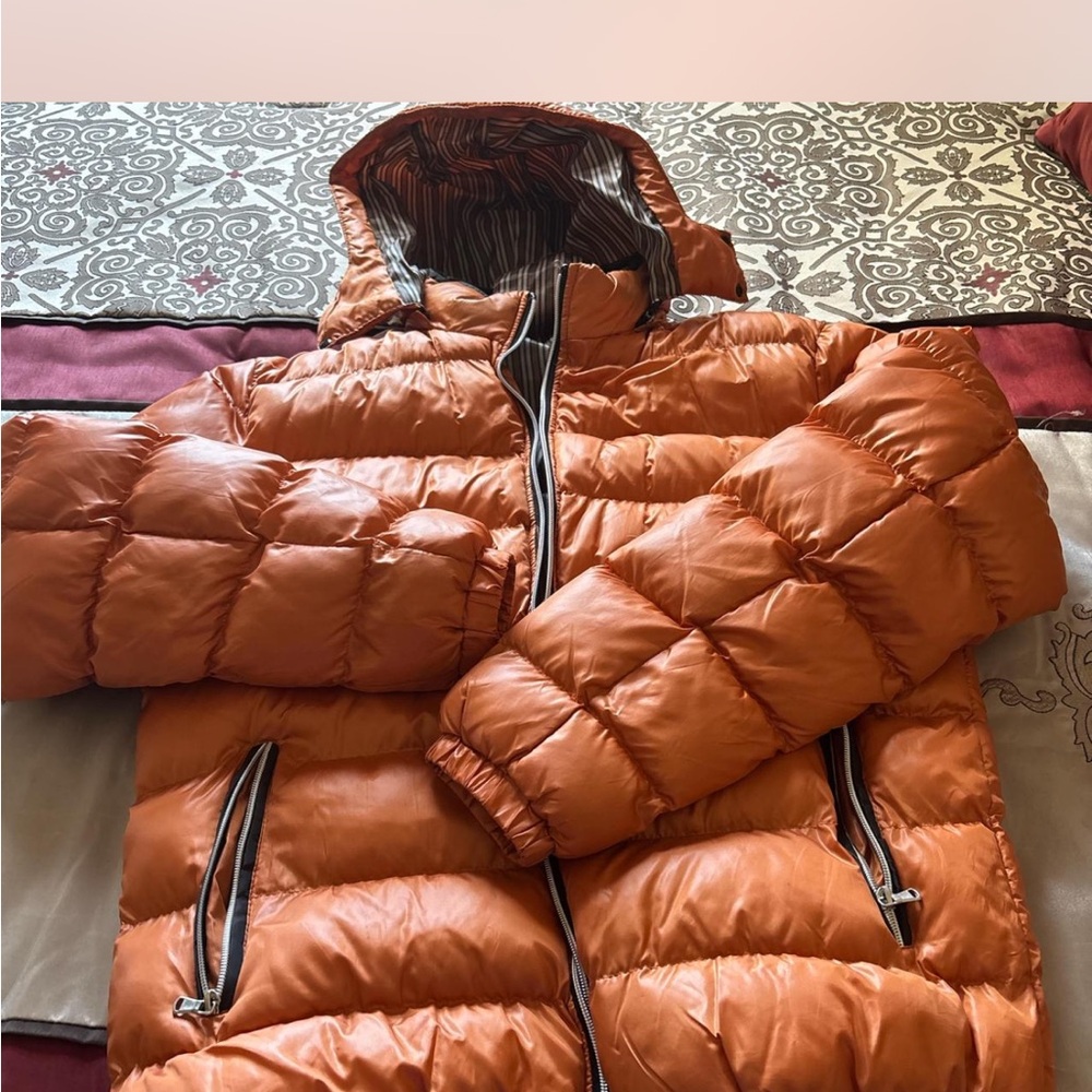 Orange Puffer Jacket with Hood